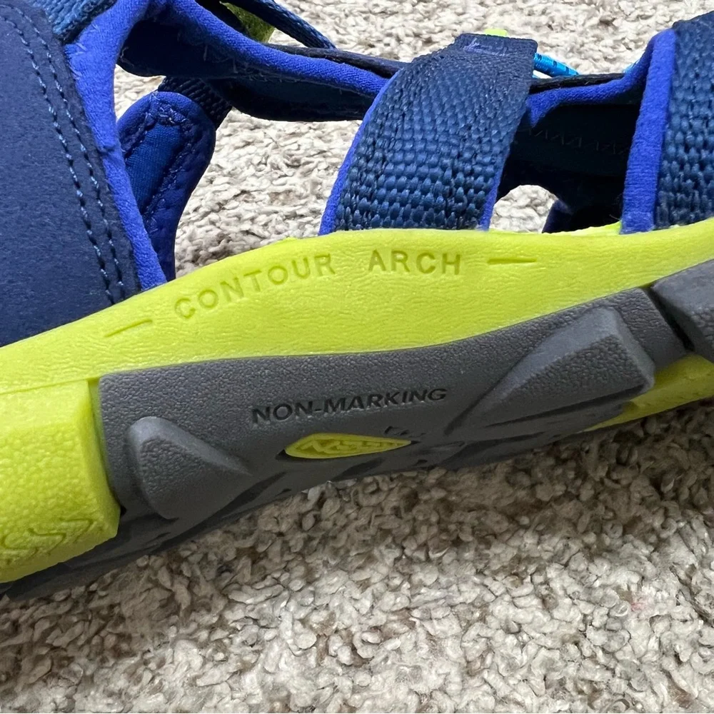 Keen Big Kids Seacamp II CNX Navy and Chartreuse Water Sandal Size 6 - Picture 7 of 10